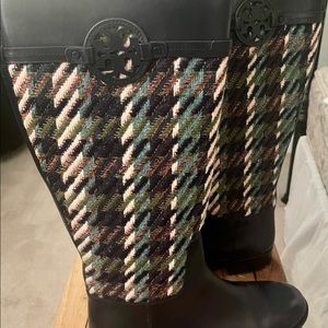 Tory Burch Miller Dogtooth plaid riding boots